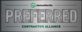 Badge confirming Precision Siding and Windows is a member of the preferred contractor alliance of JamesHardie siding